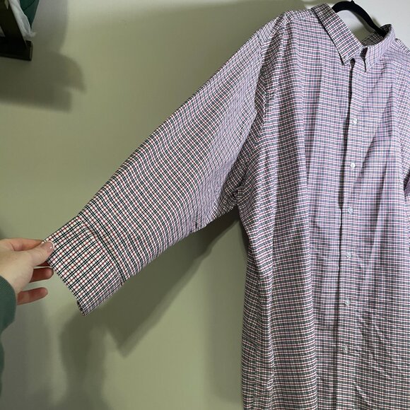 Men's 22 35/6 Tall KS Signature Red & Blue Plaid Long Sleeve Button Down Shirt - Picture 9 of 12